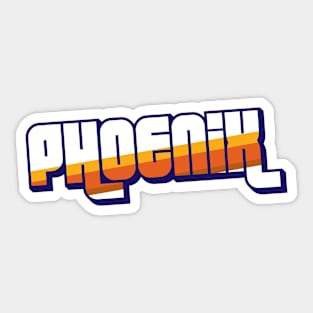 Retro Phoenix Word Art with Stripes Sticker